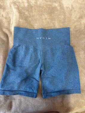 NVGTN Seamless High-Waist Bike Shorts in Blue Heather
